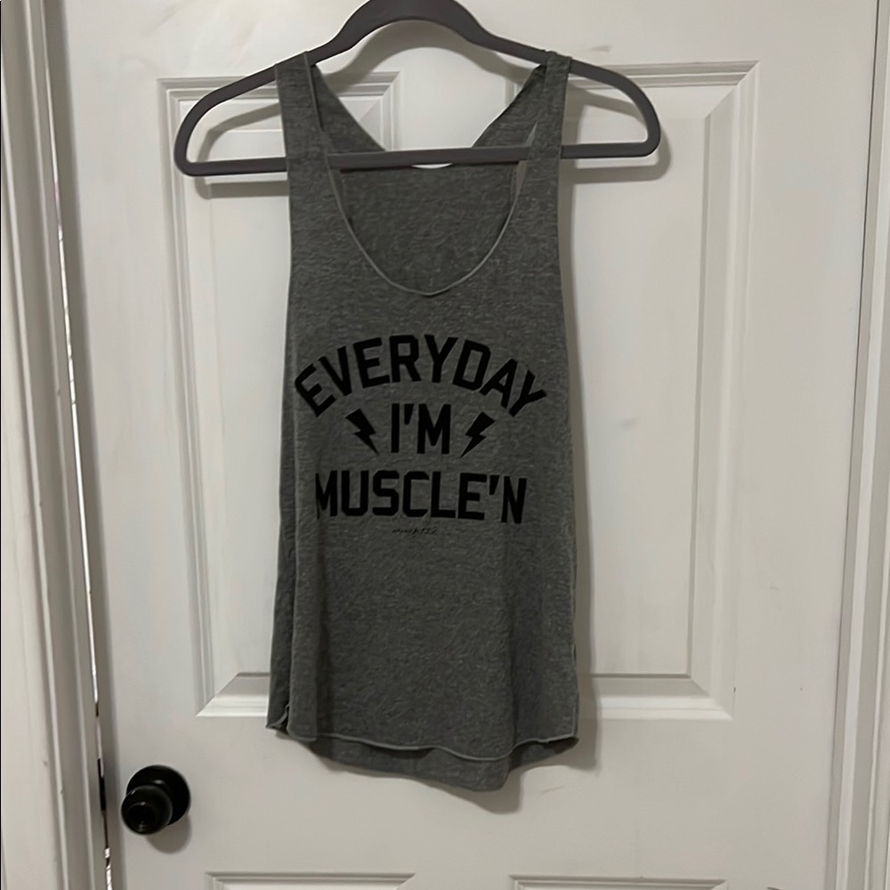 Gray Everyday I'm Muscle'n Tank Top